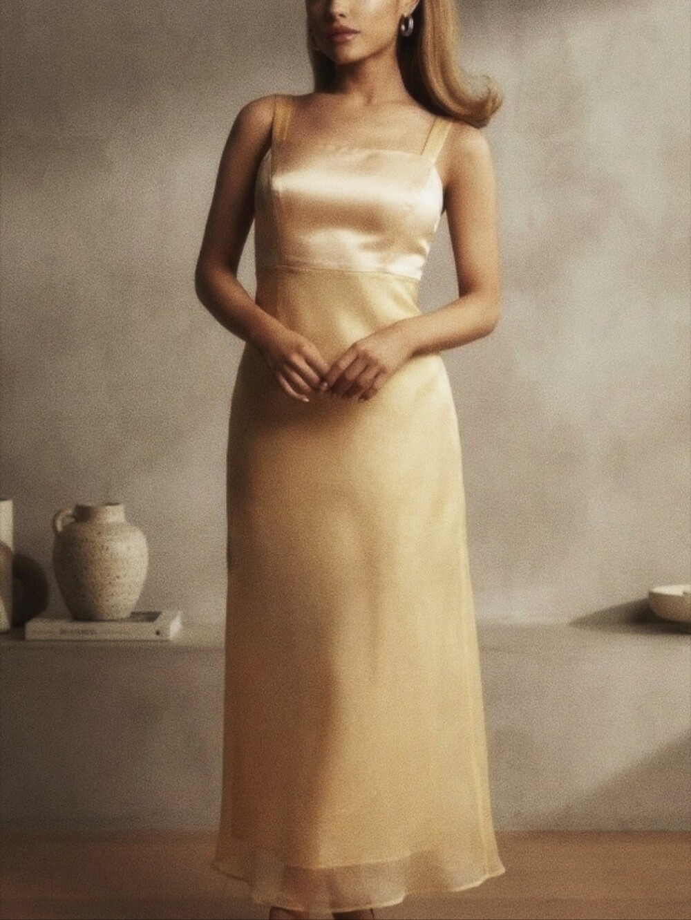 Papell Boutique Gold Satin Slip Maxi Dress 14